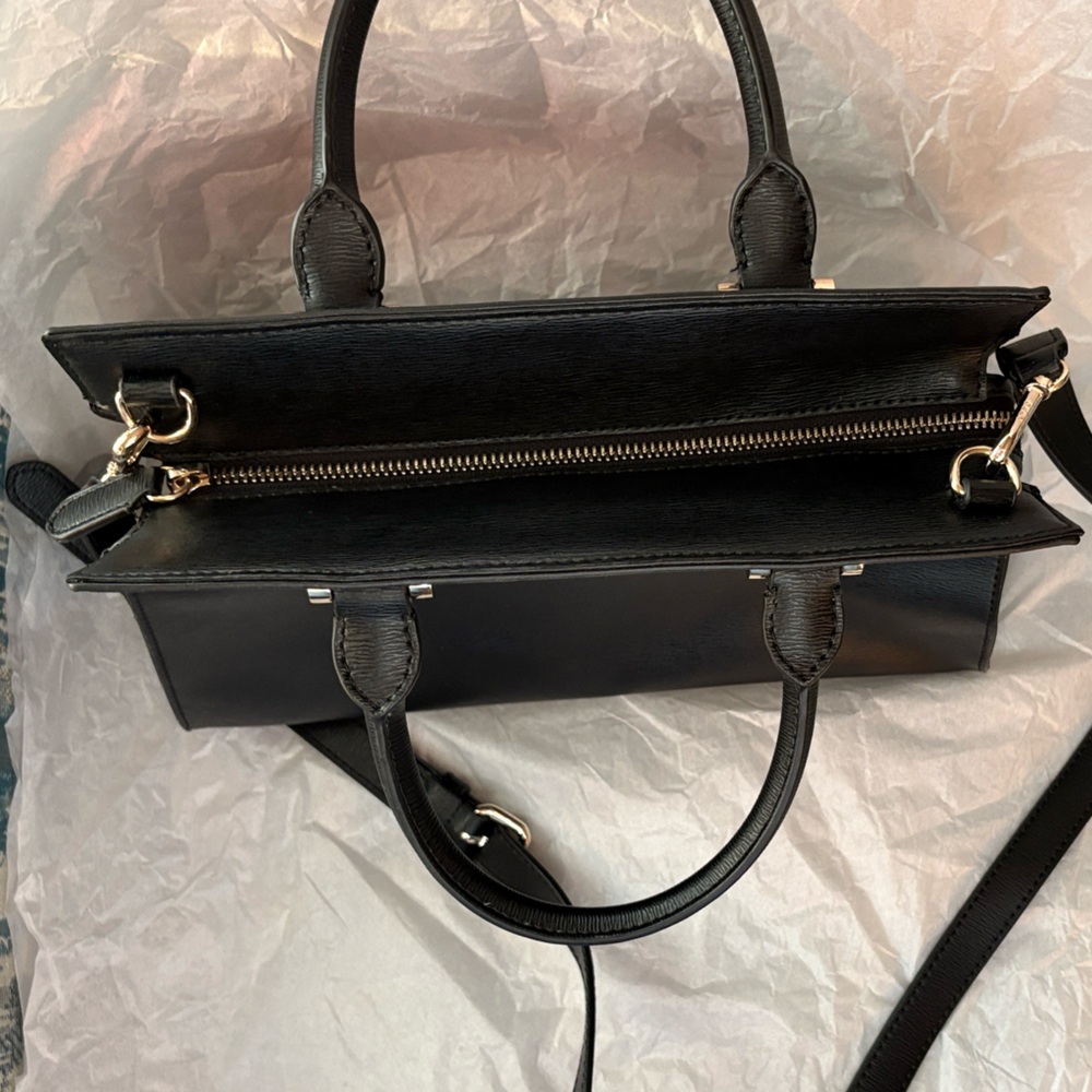 DKNY Black Ava Satchel Bag with Gold Accents - Picture 5 of 7